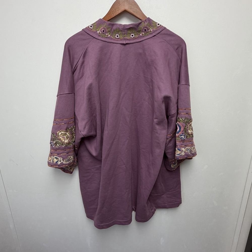 Aratta Juliette Embellished French Terry Kimono One Size Floral Boho‎ Hippie - Picture 10 of 13
